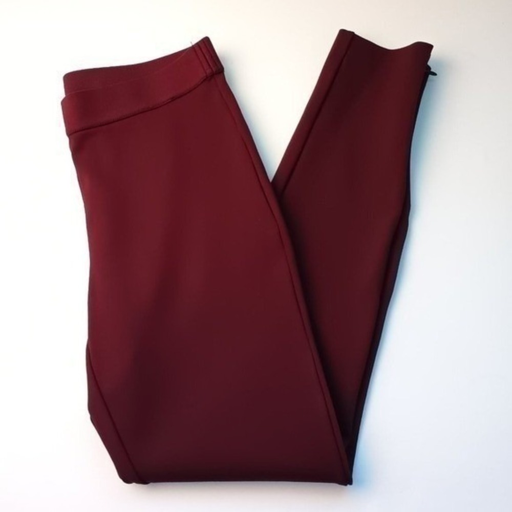 Talbots Womens Mid Rise Pull On Slim Ankle Legging Pants Size 2 Burgundy Office
